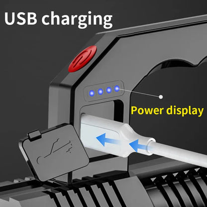 Lanterna LED recarregável USB portátil, impermeável