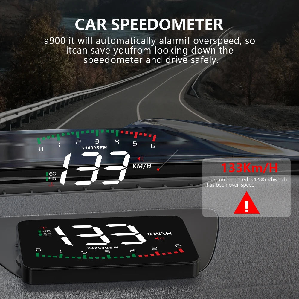 Velocímetro Display, projetor de carro, alarme, acessórios eletrônicos pára-brisa