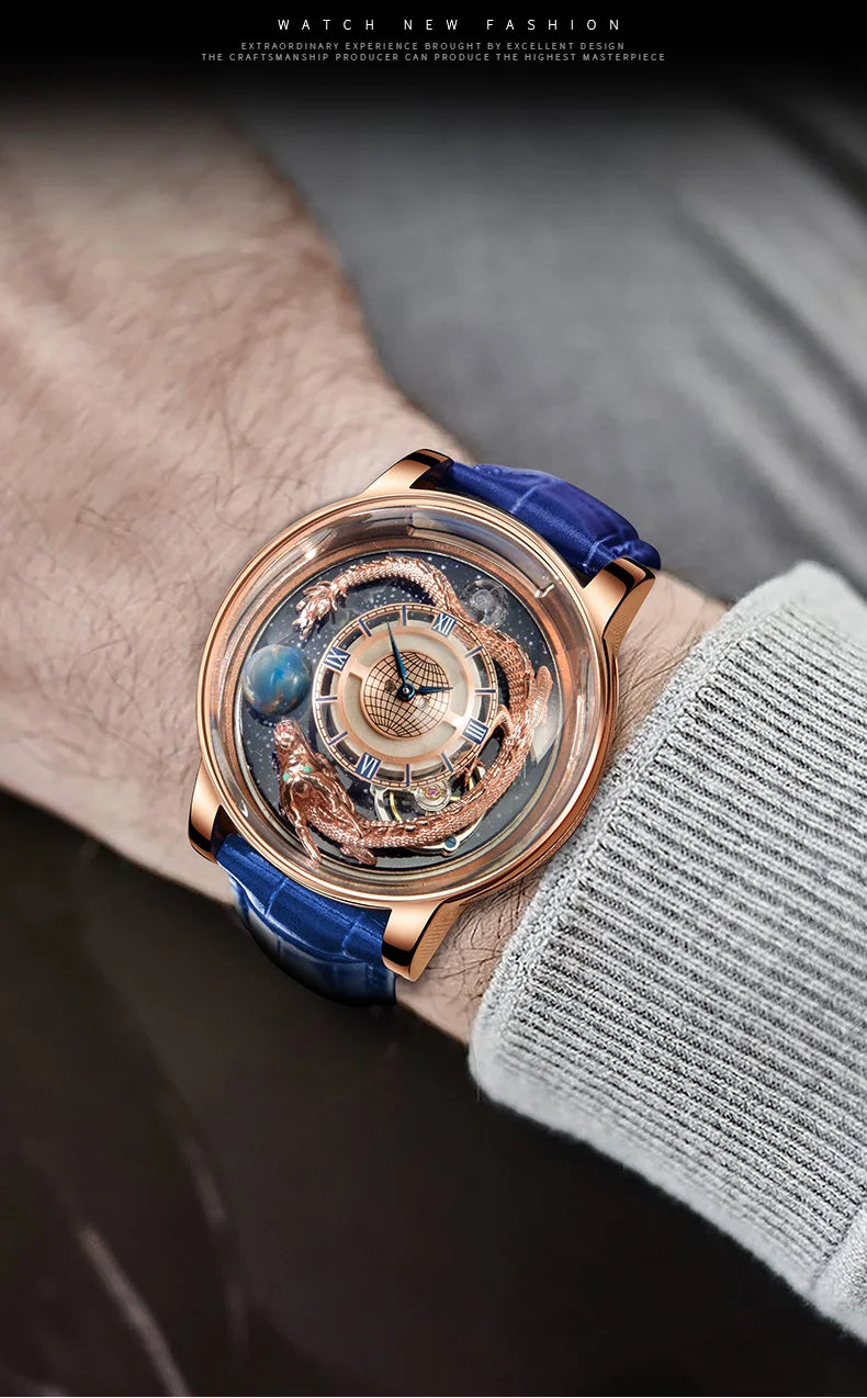 Relógio Montre Homme PINDU DESIGN 2023 , Dragão Astronômico