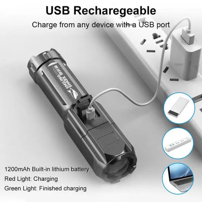 Poderosa lanterna led recarregável usb 18650 zoom à prova d´água100000 lumens led